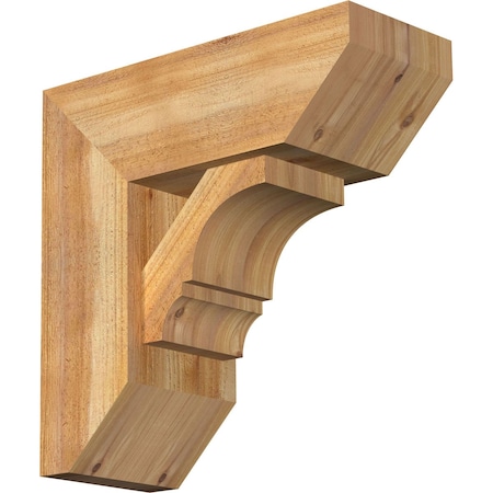 Ekena Millwork Balboa Slat Rough Sawn Bracket w/ Offset Brace, Western Red Cedar, 8"W x 20"D x 20"H BKT0806X20X20BOA06RWR
